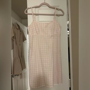 Brandy Melville Pink Plaid / Checked Mini Dress with Bow (OS)